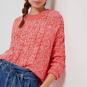 Chunky Coral Cable Knit Sweater SZ L
